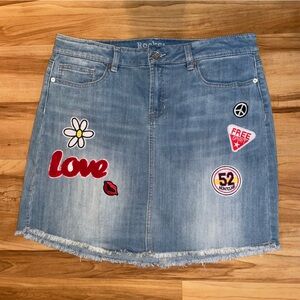 Rocks & Indigo Stretch Denim Mini Skirt with Appliqué 14